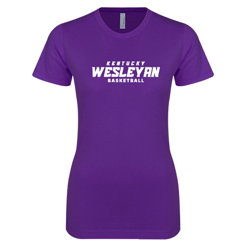  Next Level Womens Purple Boyfriend Tee - Basketball