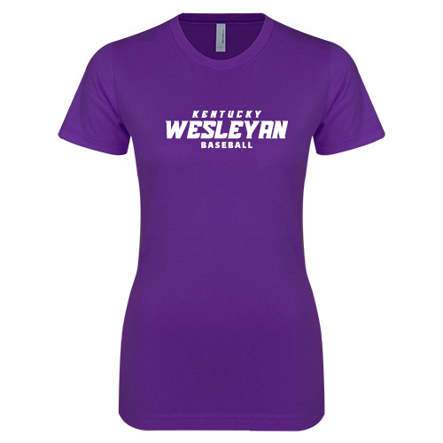  Next Level Womens Purple Boyfriend Tee - Baseball