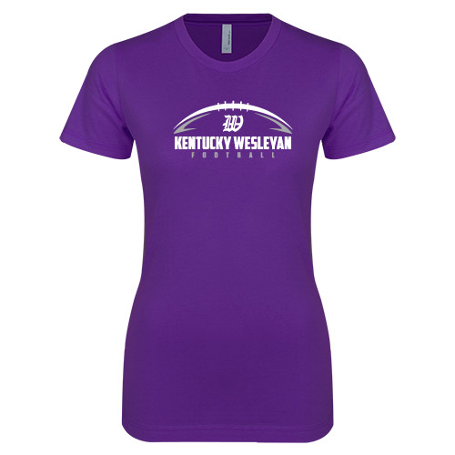 Next Level Womens Purple Boyfriend Tee - Kentucky Wesleyan Football w/ Ball