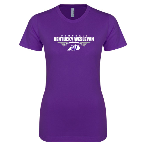  Next Level Womens Purple Boyfriend Tee - Kentucky Wesleyan Football Stacked