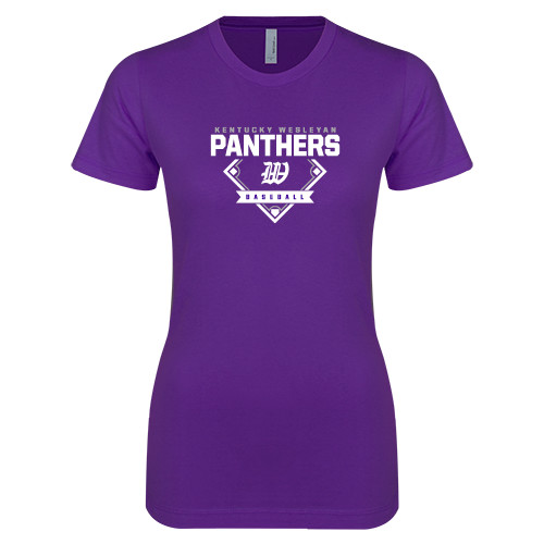  Next Level Womens Purple Boyfriend Tee - Panthers Baseball Diamond