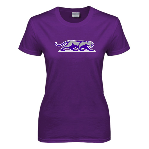  Womens Purple Short Sleeve Tee - Panther