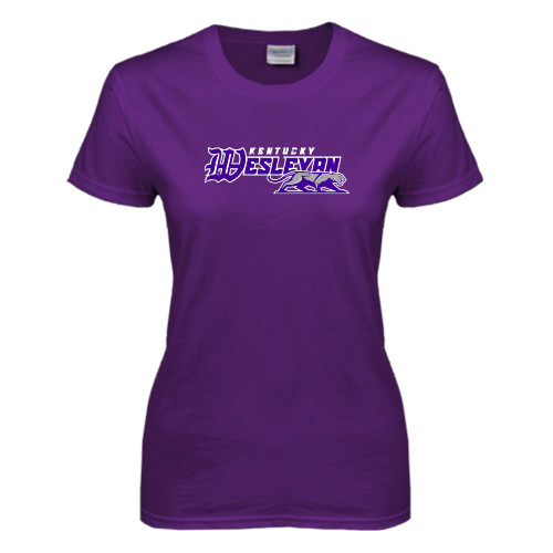  Womens Purple Short Sleeve Tee - Primary Logo Distressed