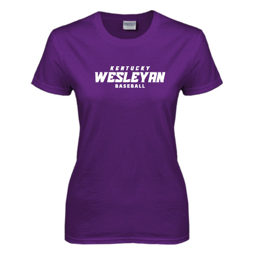  Womens Purple Short Sleeve Tee - Baseball