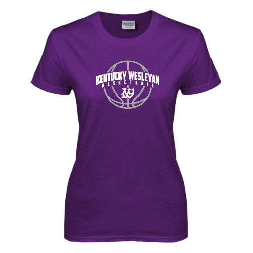  Womens Purple Short Sleeve Tee - Kentucky Wesleyan Basketball Arched