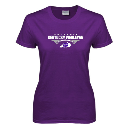  Womens Purple Short Sleeve Tee - Kentucky Wesleyan Football Stacked
