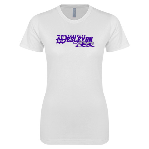  Next Level Womens White Boyfriend Tee - Primary Logo