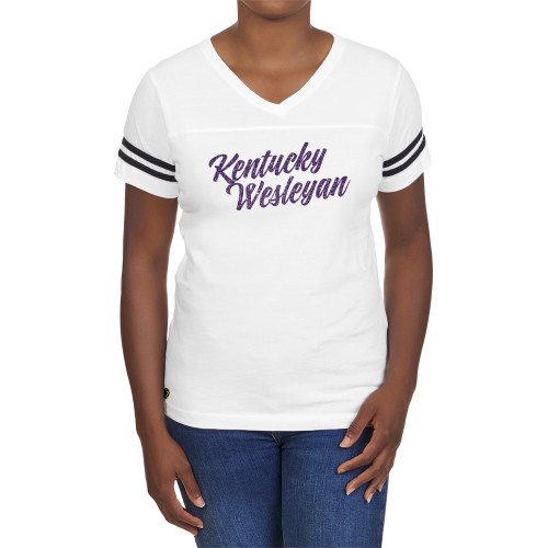  Fall Rush Ladies White 60/40 Football Tee - I Purple Glitter