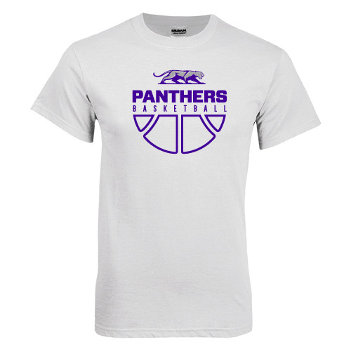  White T Shirt - Panthers Basketball Stacked