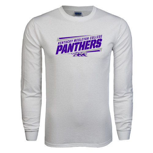  White Long Sleeve T Shirt - Slanted Kentucky Wesleyan Panthers