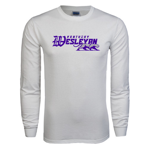  White Long Sleeve T Shirt - Primary Logo Distressed