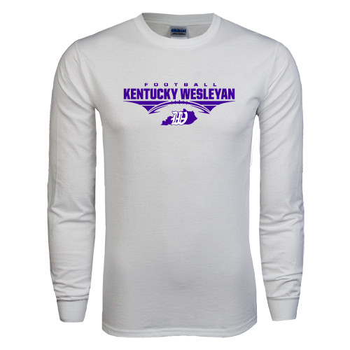  White Long Sleeve T Shirt - Kentucky Wesleyan Football Stacked