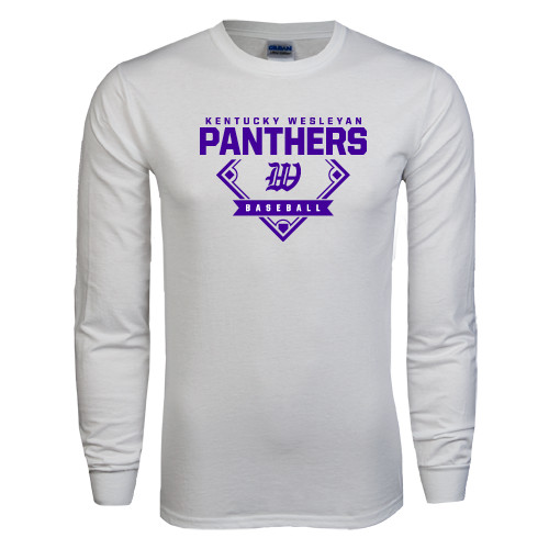  White Long Sleeve T Shirt - Panthers Baseball Diamond