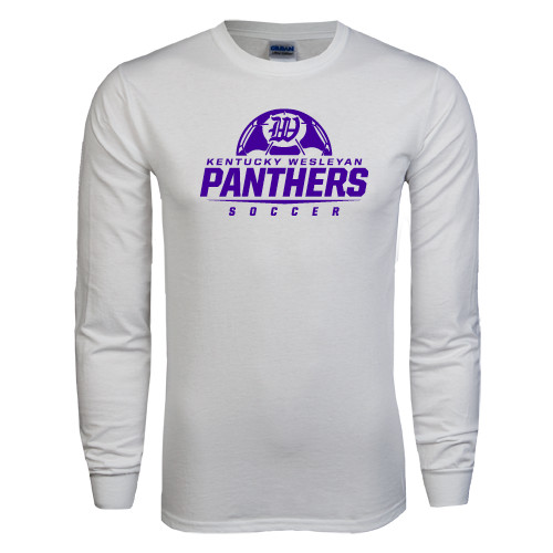  White Long Sleeve T Shirt - Panthers Soccer Half Ball