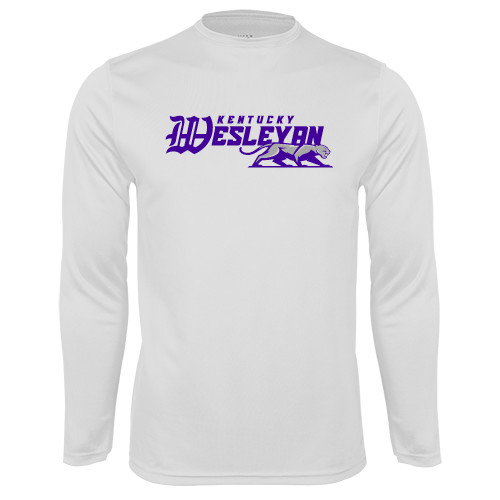  White Performance Long Sleeve Shirt - Primary Logo