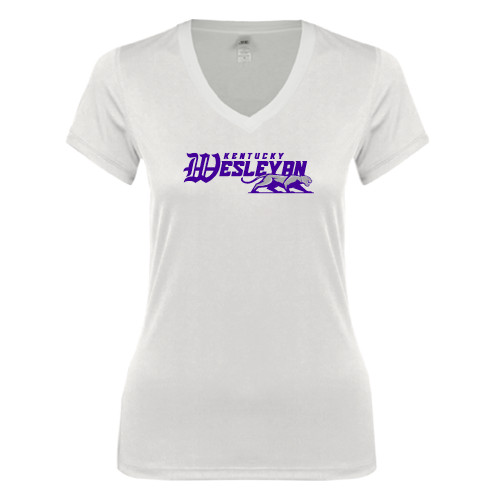  Next Level Womens White Ideal V Tee - Primary Logo