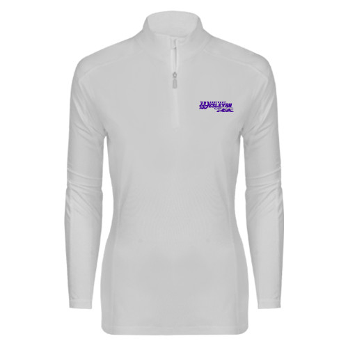  Syntrel Womens White Interlock 1/4 Zip - Primary Logo