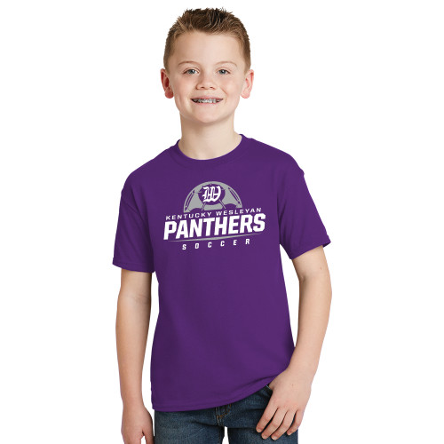  Youth Purple T Shirt - Panthers Soccer Half Ball