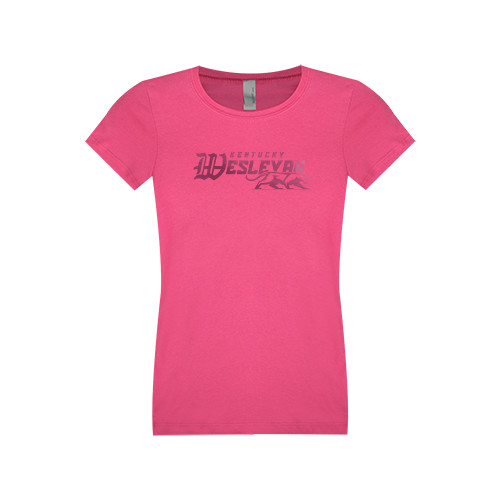  Next Level Girls Fuchsia Fashion Fit T Shirt - Primary Logo Foil