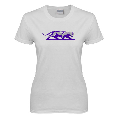  Womens White Short Sleeve Tee - Panther