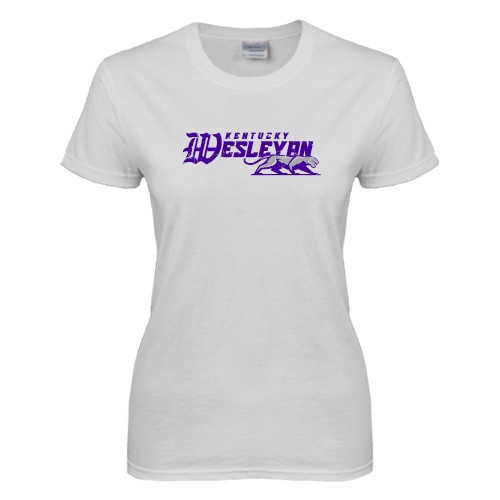  Womens White Short Sleeve Tee - Primary Logo Distressed