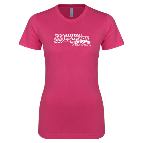  Next Level Womens Fuchsia Boyfriend Tee - Primary Logo