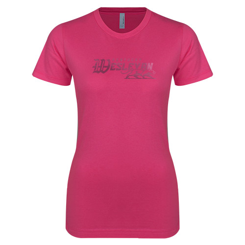  Next Level Womens Fuchsia Boyfriend Tee - Primary Logo Foil
