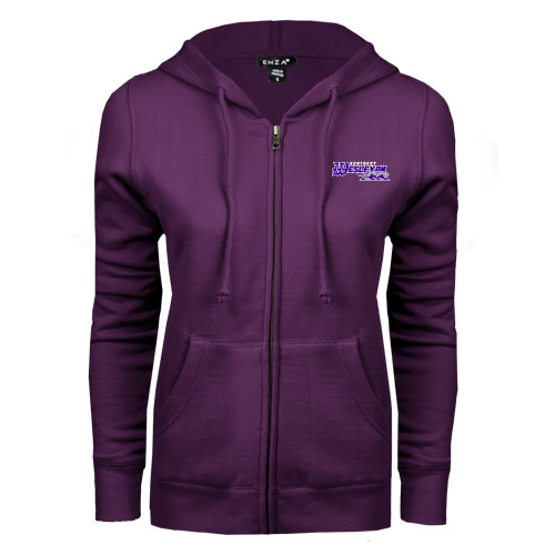  ENZA Womens Purple Fleece Full Zip Hoodie - Primary Logo