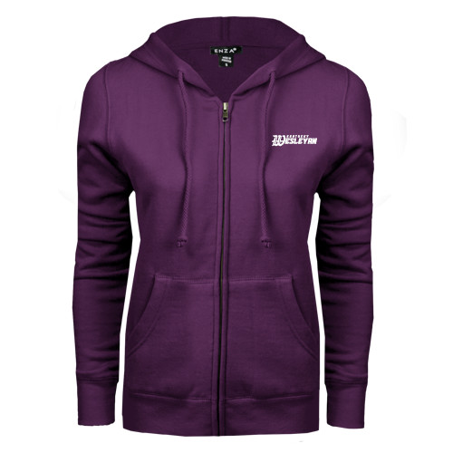  ENZA Womens Purple Fleece Full Zip Hoodie - Kentucky Wesleyan