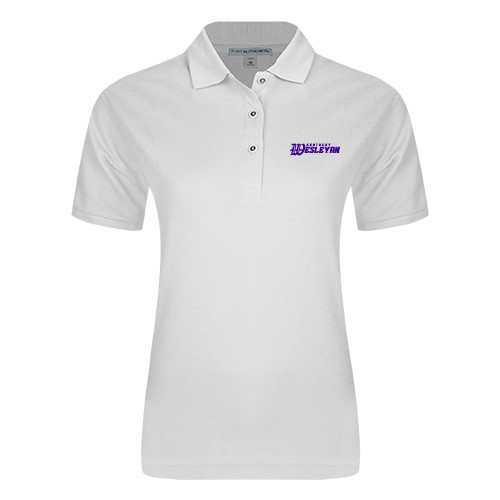  Womens Silk Touch White Pique Polo - Kentucky Wesleyan