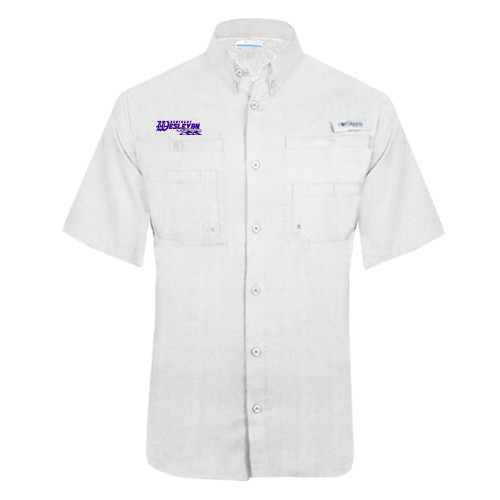  Columbia White Tamiami Performance Short Sleeve Shirt - Primary Logo
