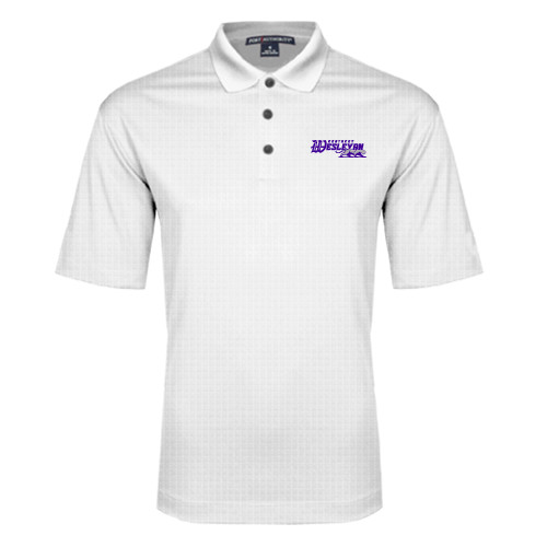  White Performance Fine Jacquard Polo - Primary Logo
