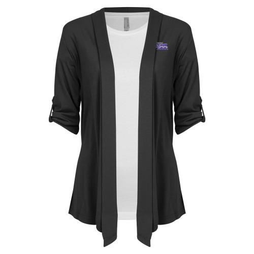  Womens Grey Drape Front Cardigan Sweater - Primary Logo