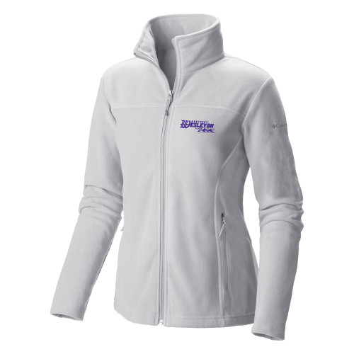  Columbia Womens Full Zip White Fleece Jacket - Primary Logo