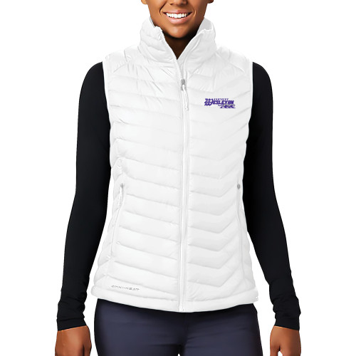  Columbia Womens White Powder Lite Vest - Primary Logo