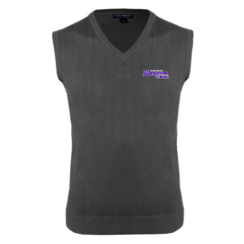  Charcoal VNeck Sweater Vest - Primary Logo