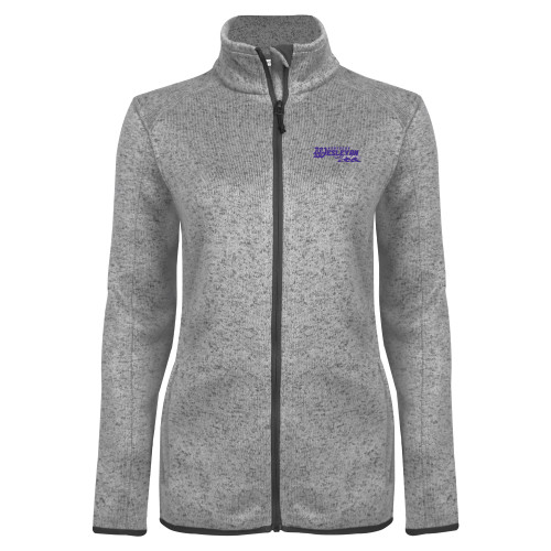 Womens Grey Heather Fleece Jacket - Primary Logo