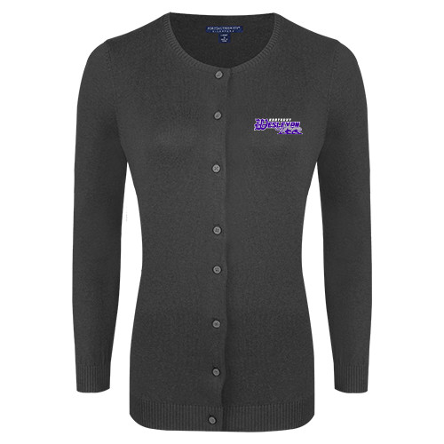  Womens Charcoal Cardigan Sweater - Primary Logo