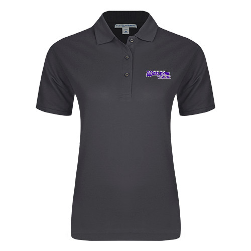  Womens Silk Touch Charcoal Pique Polo - Primary Logo