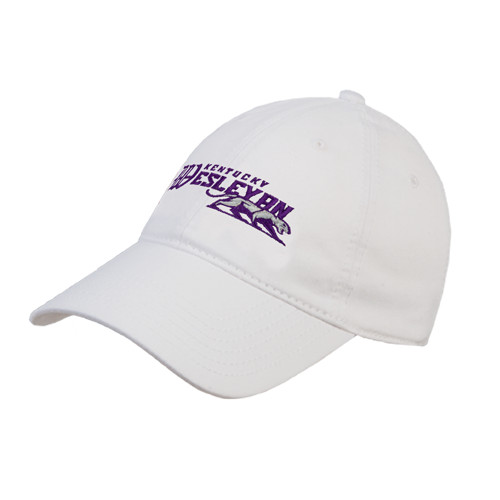  White Unstructured Adjustable Low Profile Hat - Primary Logo