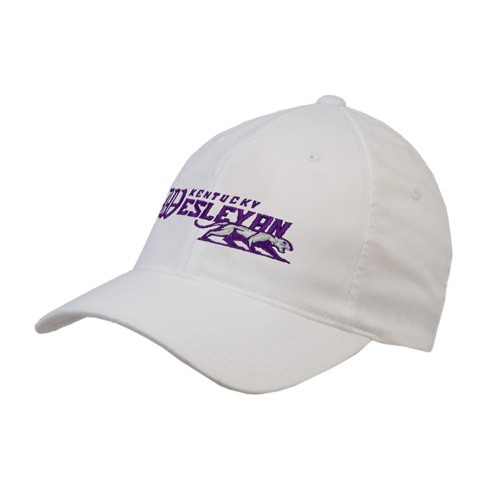  White Flexfit Structured Low Profile Hat - Primary Logo