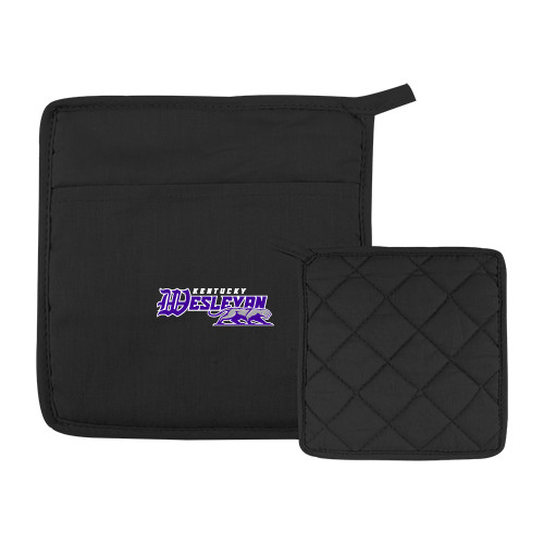  Quilted Canvas Black Pot Holder - Primary Logo