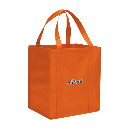  Non Woven Orange Grocery Tote - Lions Script