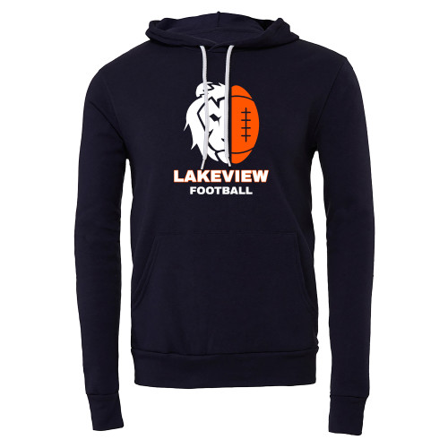  Bella + Canvas Navy Fleece Hood - Half Lion Lakeview Football