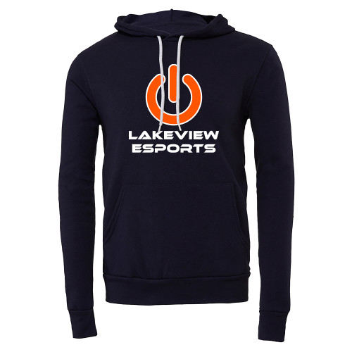  Bella + Canvas Navy Fleece Hood - Lakeview Esports Power Button