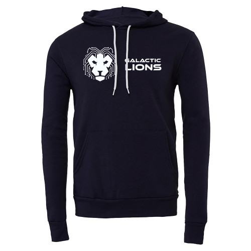  Bella + Canvas Navy Fleece Hood - LA Robotics - Galactic Lions Horizontal