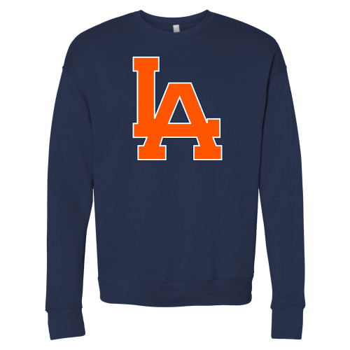  Bella + Canvas Navy Fleece Crew - LA Monogram