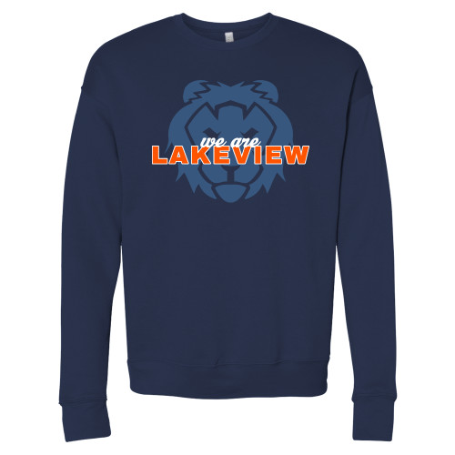  Bella + Canvas Navy Fleece Crew - We Are Lakeview Lion