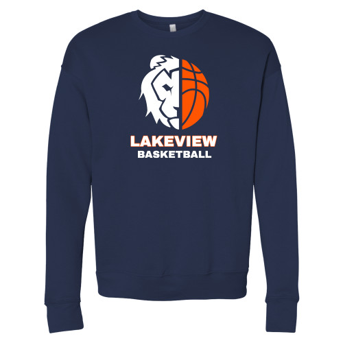  Bella + Canvas Navy Fleece Crew - Half Lion Lakeview Basketball