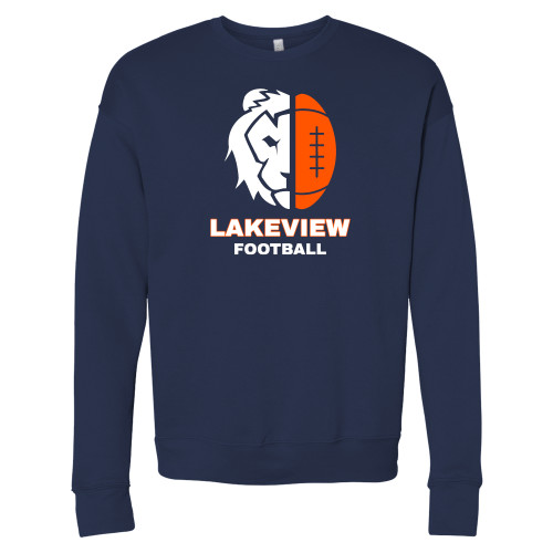  Bella + Canvas Navy Fleece Crew - Half Lion Lakeview Football